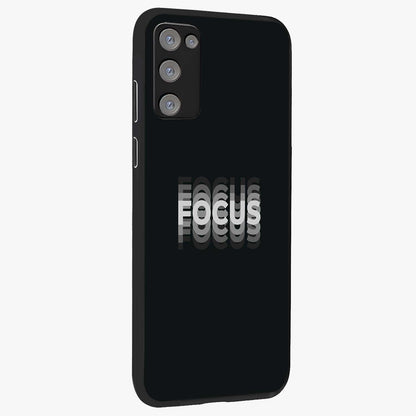 Focused Blade Discipline Glass Case upright view showcasing strong typography statement with sleek motivational theme.