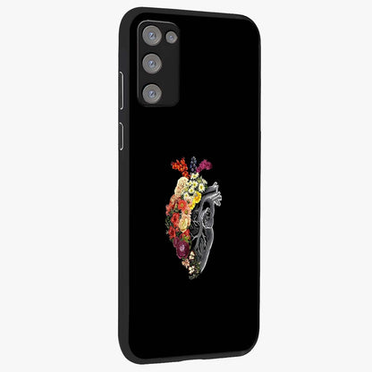 Heart With Flowers Glass Case upright view showcasing decorative heart and floral artwork with sweet romantic theme.