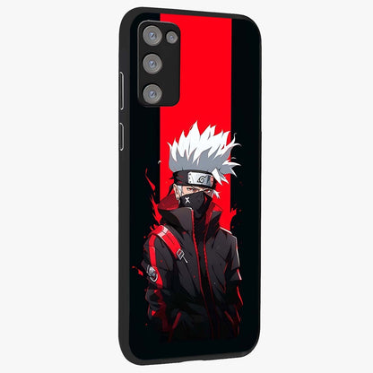 Kakashi Scarlet Shadow Glass Case upright view showcasing intense anime ninja artwork with dark action theme.