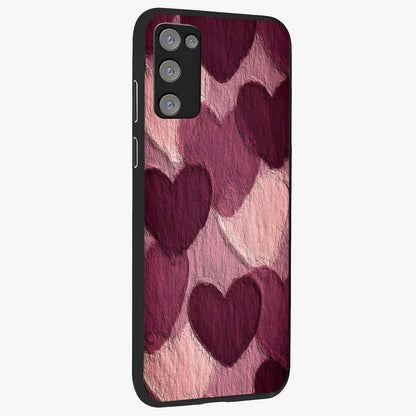 Layered Paper Hearts Glass Case upright view showcasing decorative layered heart artwork with sweet love theme.