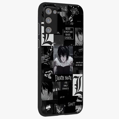 Midnight Chaos Mind Glass Case upright view showcasing expressive abstract artwork with bold dark theme.