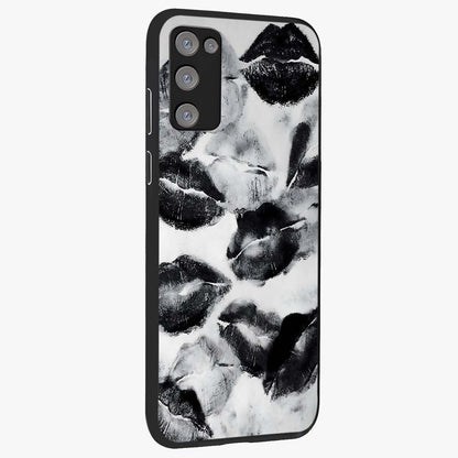 Midnight Kiss Marks Glass Case upright view showcasing stylish kiss mark artwork with trendy romantic theme.