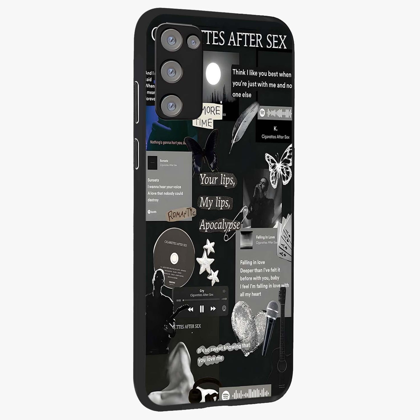 Midnight Love Echo Glass Case upright view showcasing expressive romantic artwork with dreamy midnight theme.