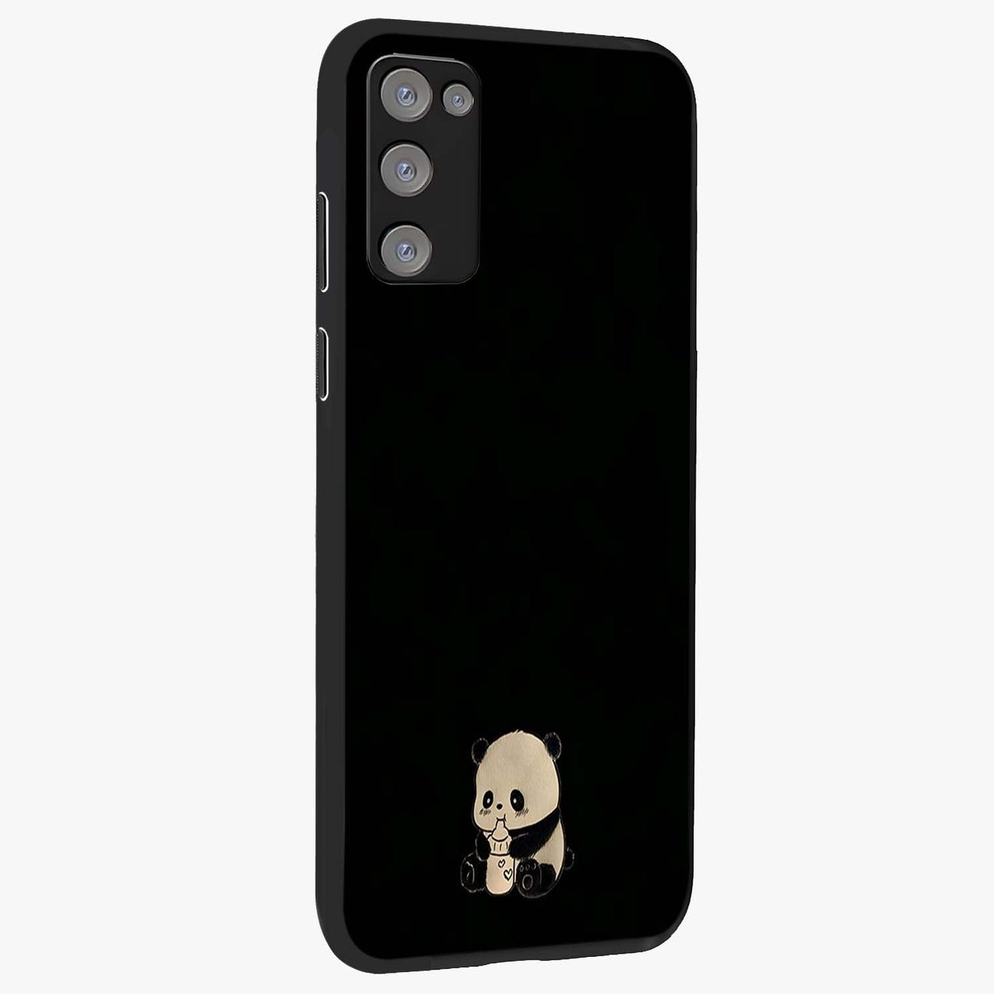 Midnight Panda Love Glass Case upright view showcasing charming panda artwork with playful romantic theme.