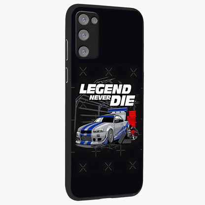Midnight Racing Legacy Glass Case upright view showcasing powerful racing artwork with modern sports theme.