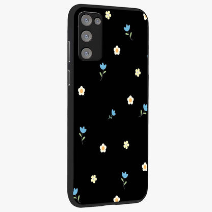 Minimal Petal Whispers Glass Case upright view showcasing elegant floral artwork with modern minimalist style.