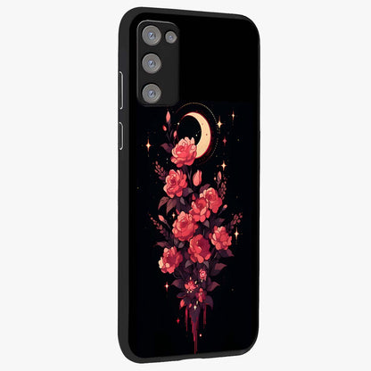 Moonlit Floral Elegance Glass Case upright view showcasing delicate floral artwork with refined night inspired theme.