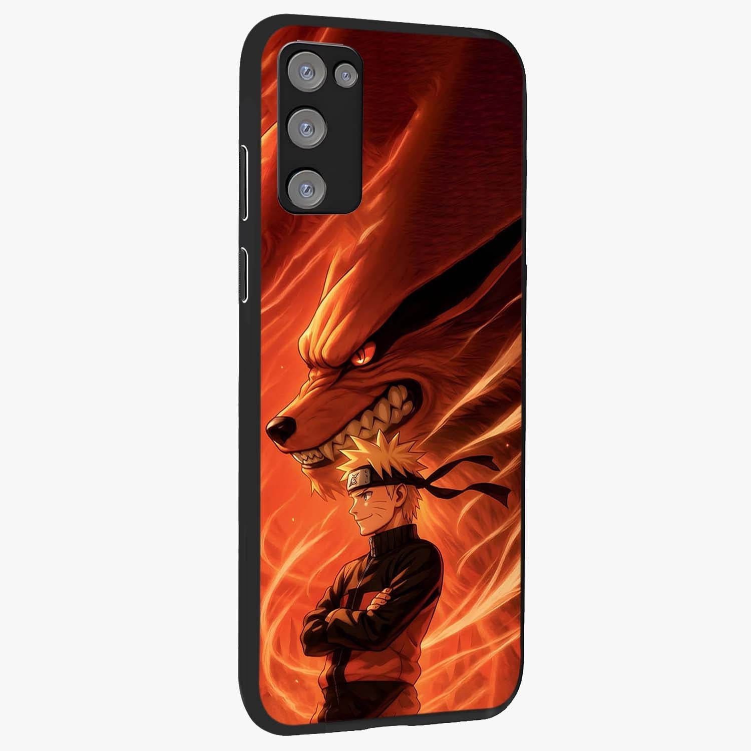 Nine Tails Legacy Glass Case upright view showcasing dramatic nine-tails artwork with intense anime themed design.