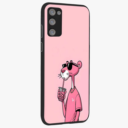 Pink Panther Glass Case upright view showcasing fun animated artwork with stylish retro cartoon theme.