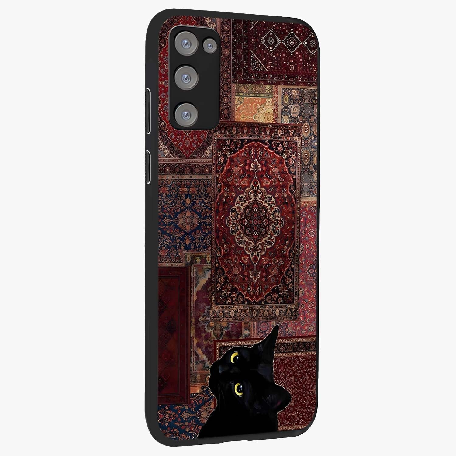 Regal Magic Cat Apple Glass Case upright view showcasing charming cat artwork with playful magical theme.