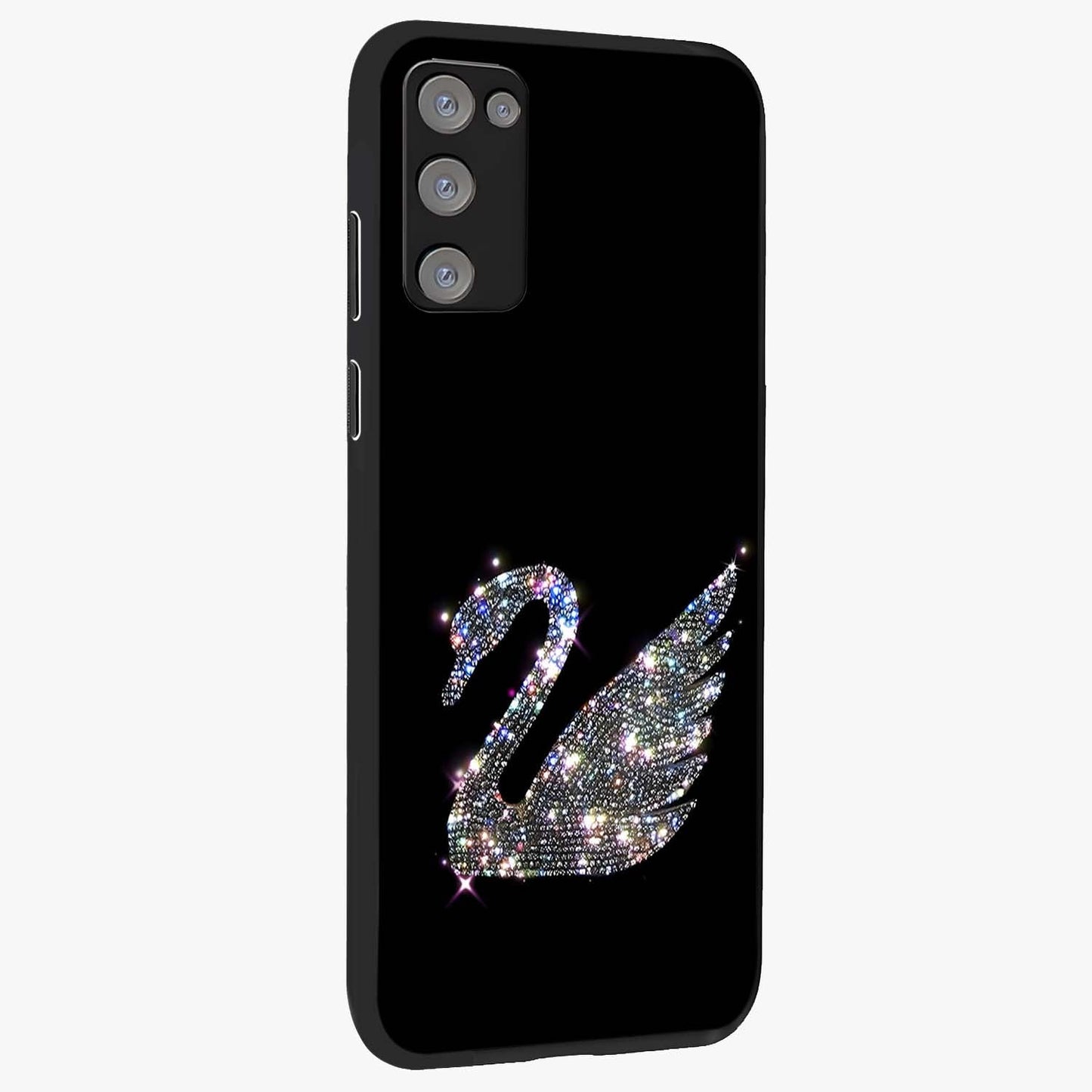 Starlit Swan Grace Glass Case upright view showcasing beautiful swan artwork with peaceful night themed design.