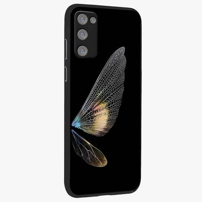 Whispers Of Wings Glass Case upright view showcasing elegant wing artwork with light airy theme.