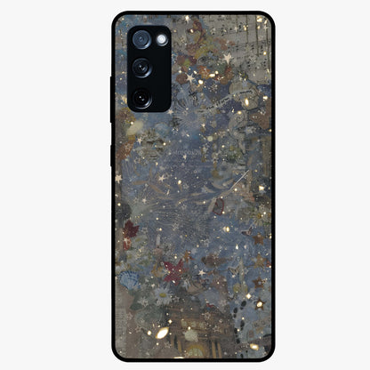Aesthetic Astrolophia Glass Case showing flat back view with dreamy aesthetic design and glossy glass finish.