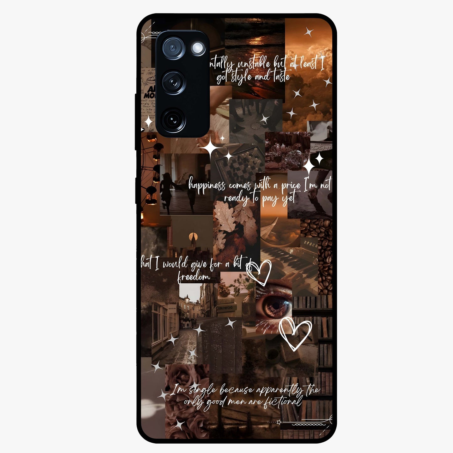 Bittersweet Aesthetic Chaos Glass Case showing flat back view with artistic chaotic aesthetic design and glossy glass finish.