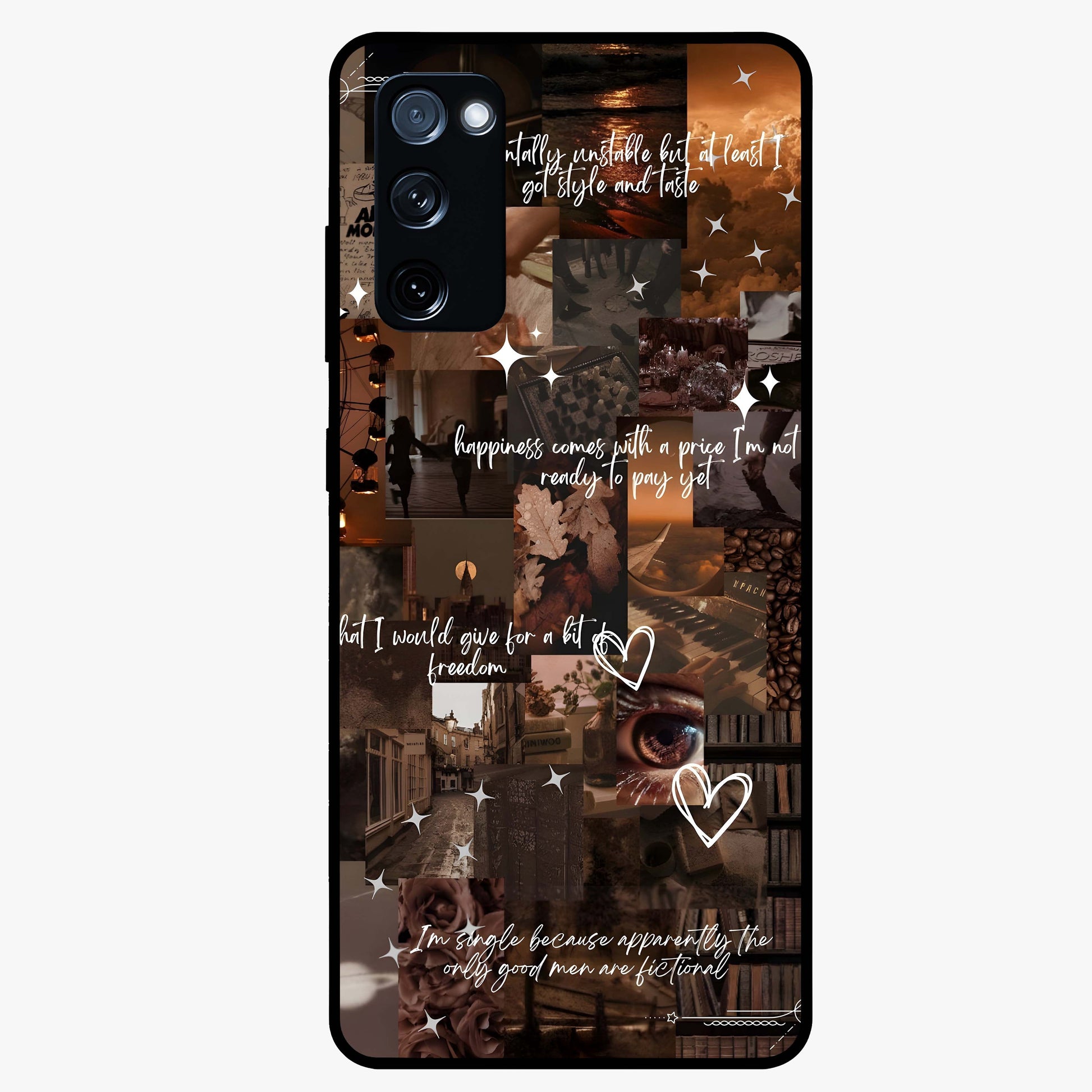 Bittersweet Aesthetic Chaos Glass Case showing flat back view with artistic chaotic aesthetic design and glossy glass finish.