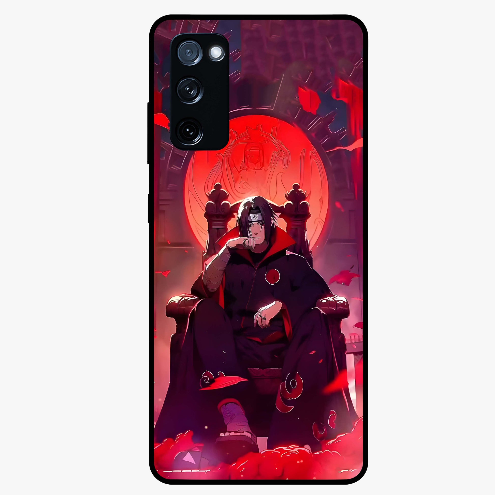 Blood Moon Sovereign Glass Case showing flat back view with mystical blood moon artwork and glossy glass finish.