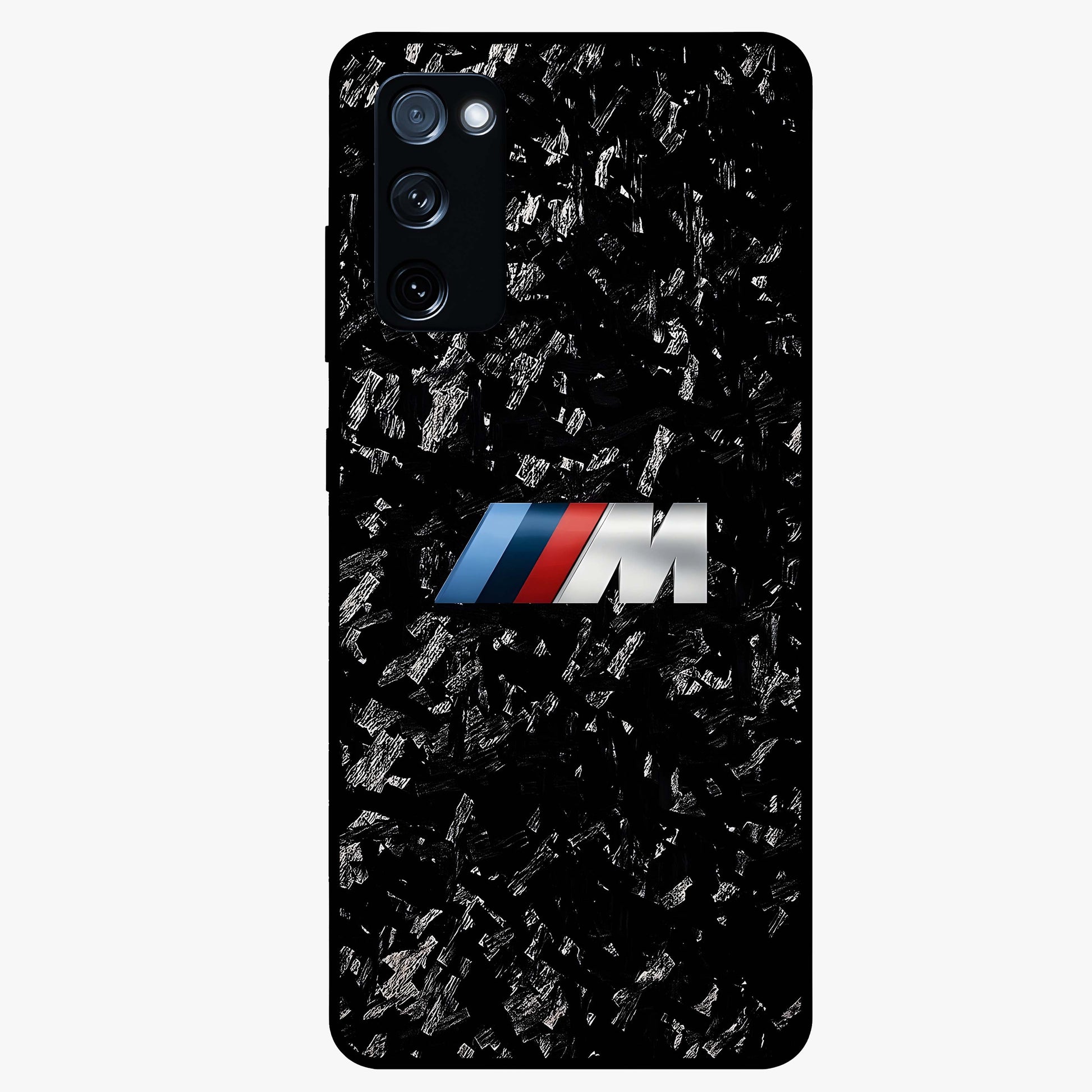 Carbon Speed Mark Glass Case showing flat back view with sporty carbon pattern artwork and glossy glass finish.