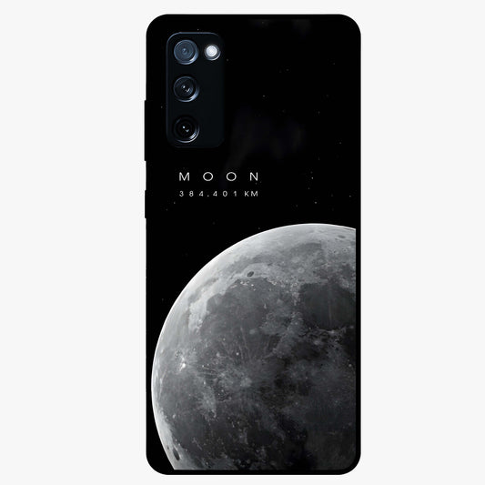 Cosmic Moon Glow Glass Case showing flat back view with glowing moon artwork and glossy glass finish.