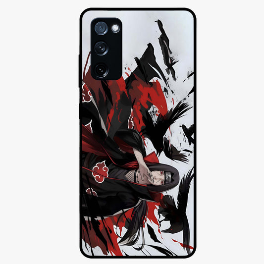 Crimson Crow Illusion Glass Case showing flat back view with artistic crow illusion artwork and glossy glass finish.