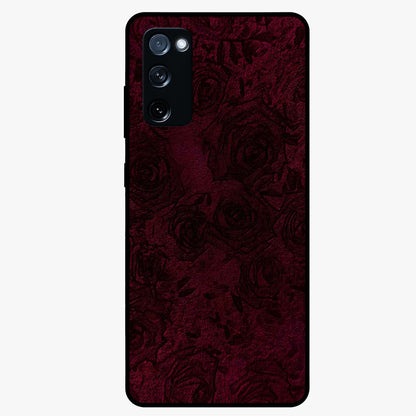 Crimson Fade Flow Glass Case showing flat back view with flowing crimson gradient artwork and glossy glass finish.