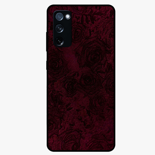 Crimson Fade Flow Glass Case showing flat back view with flowing crimson gradient artwork and glossy glass finish.