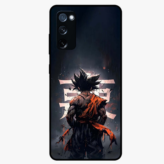 Dark Warrior In Rain Glass Case showing flat back view with warrior artwork in rainy atmosphere and glossy glass finish.