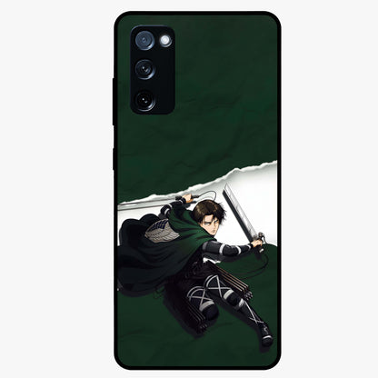 Emerald War Vanguard Glass Case showing flat back view with powerful warrior themed artwork and glossy glass finish.