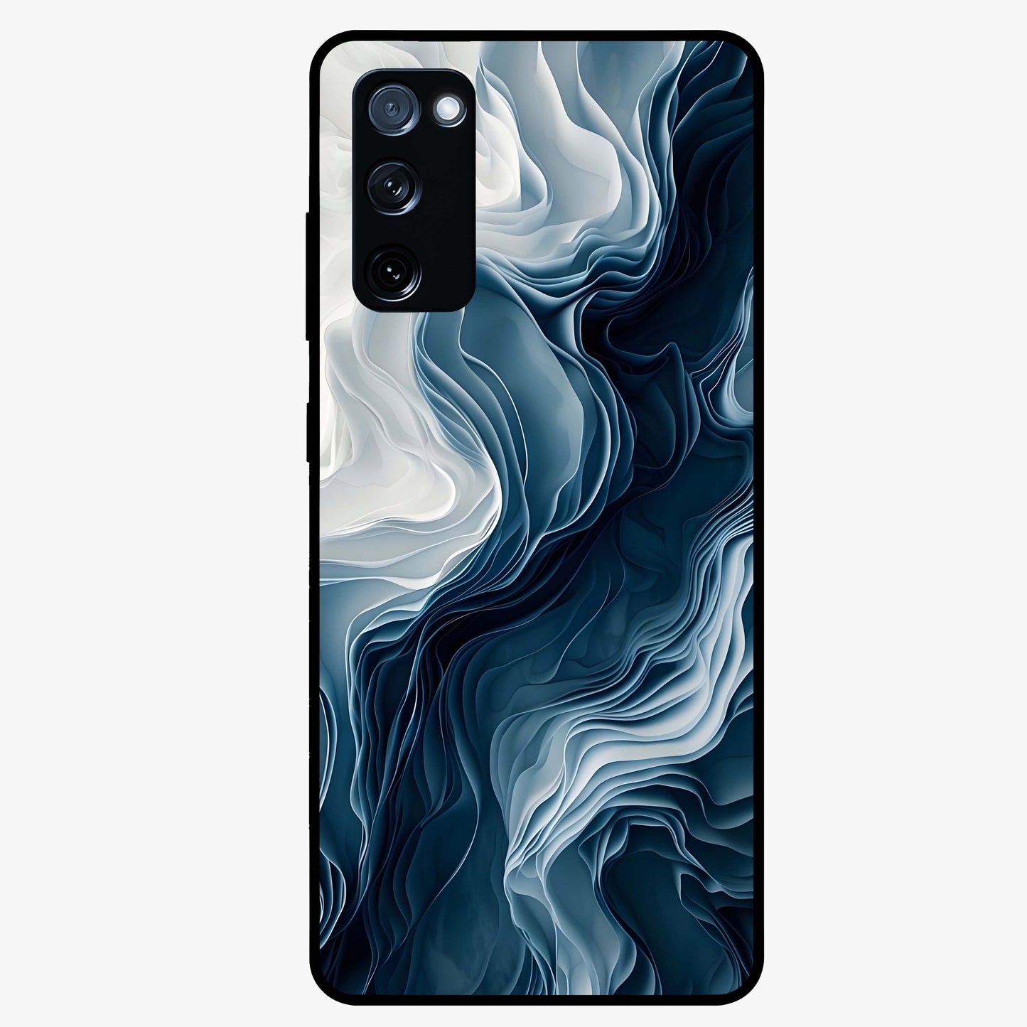 Ethereal Paper Marble Glass Case showing flat back view with soft marble paper texture artwork and glossy glass finish.