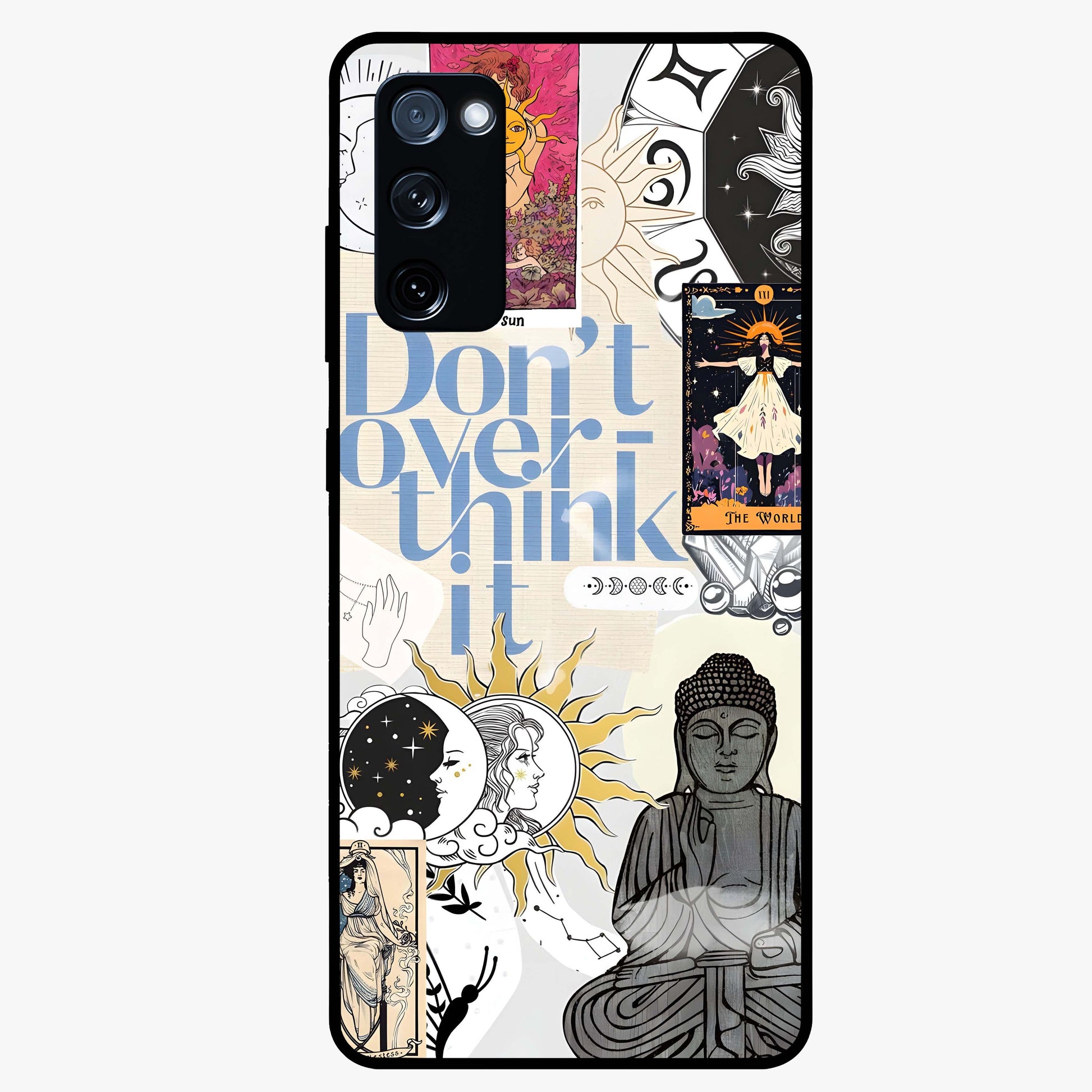 Ethereal Thoughts Glass Case showing flat back view with dreamy artistic artwork and glossy glass finish.