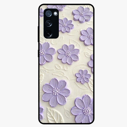 Floral Wall Art With Purple Flowers Glass Case showing flat back view with purple flower artwork and glossy glass finish.