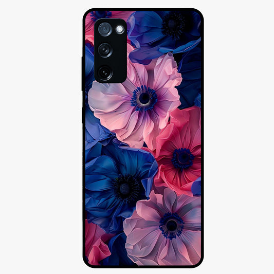 Flower Paper Art Pattern Glass Case showing flat back view with paper cut style floral artwork and glossy glass finish.