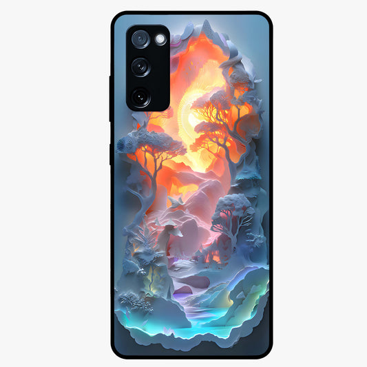 Glow Forest Portal Glass Case showing flat back view with glowing forest portal artwork and glossy glass finish.