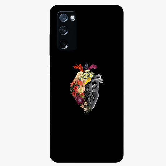 Heart With Flowers Glass Case showing flat back view with heart shaped floral artwork and glossy glass finish.