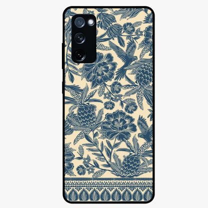 Heirloom Wild Bloom Glass Case showing flat back view with vintage inspired wild flower artwork and glossy glass finish.