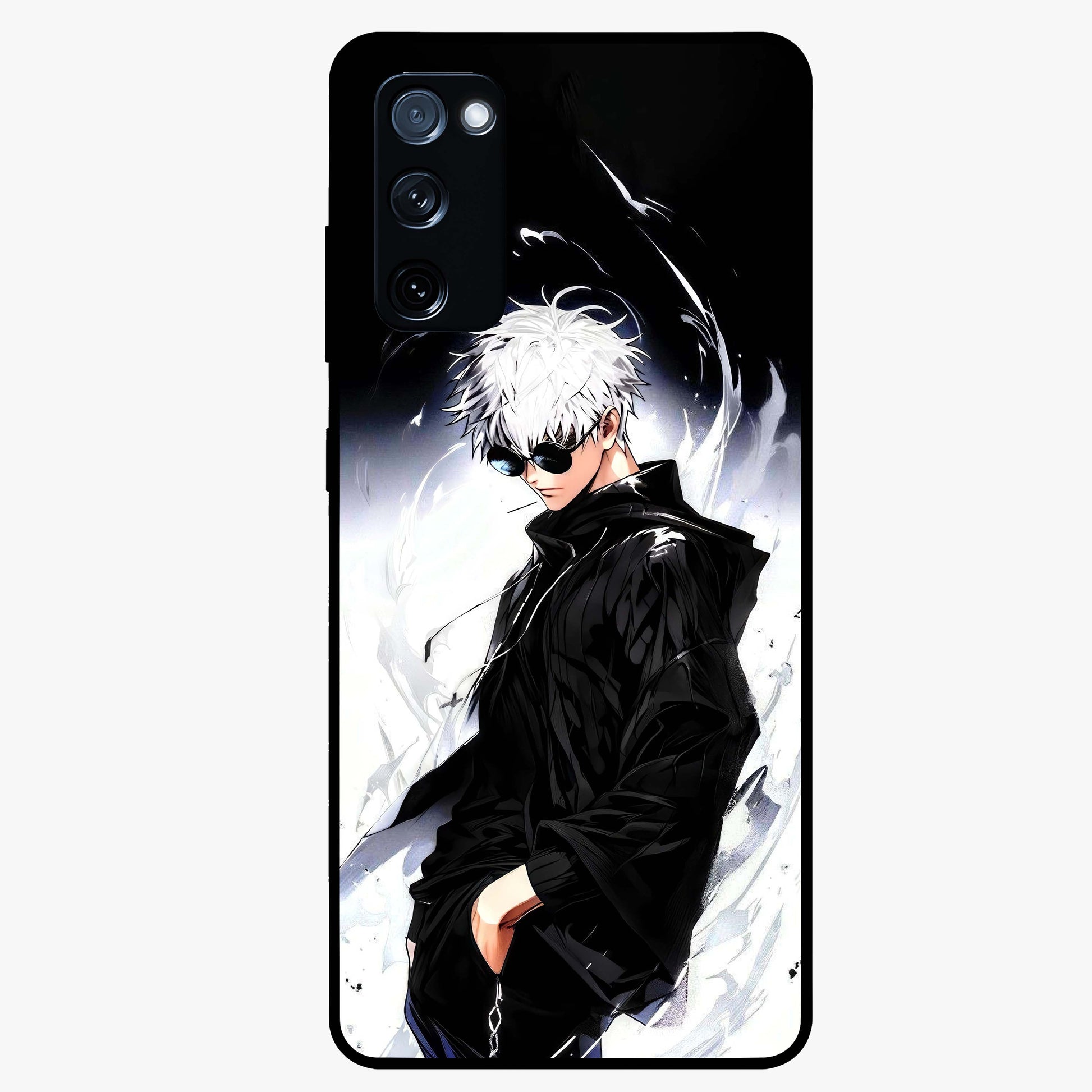 Limitless Shadow King Glass Case showing flat back view with powerful shadow warrior artwork and glossy glass finish.
