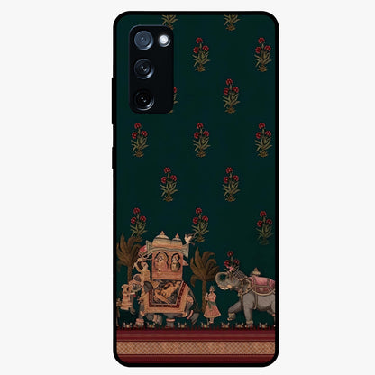 Macmerise Glass Case showing flat back view with stylish modern artwork and glossy glass finish.