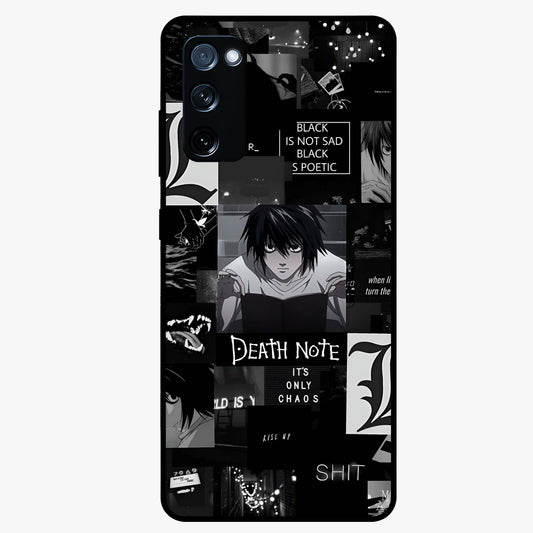 Midnight Chaos Mind Glass Case showing flat back view with abstract dark themed artwork and glossy glass finish.