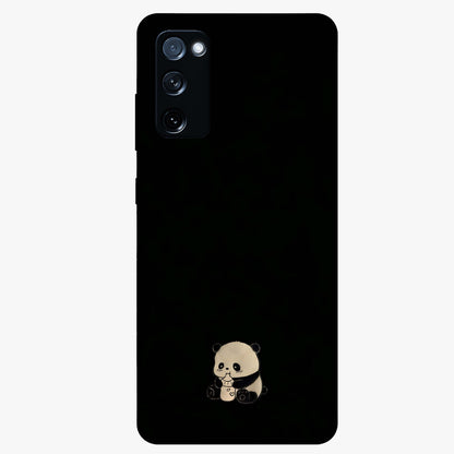 Midnight Panda Love Glass Case showing flat back view with cute panda themed artwork and glossy glass finish.