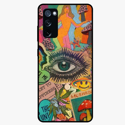 Mystic Eye Wonderland Glass Case showing flat back view with mystical eye themed artwork and glossy glass finish.