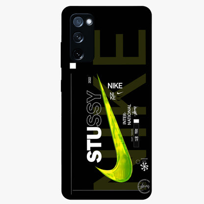Neon Street Edition Glass Case showing flat back view with neon street style artwork and glossy glass finish.