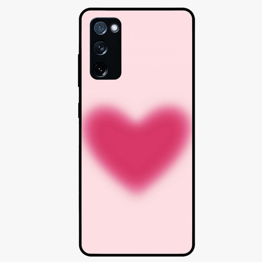 Pink Aura Heart Glass Case showing flat back view with glowing heart artwork and glossy glass finish.