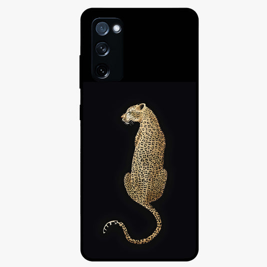 Regal Leopard Glass Case showing flat back view with bold leopard artwork and glossy glass finish.