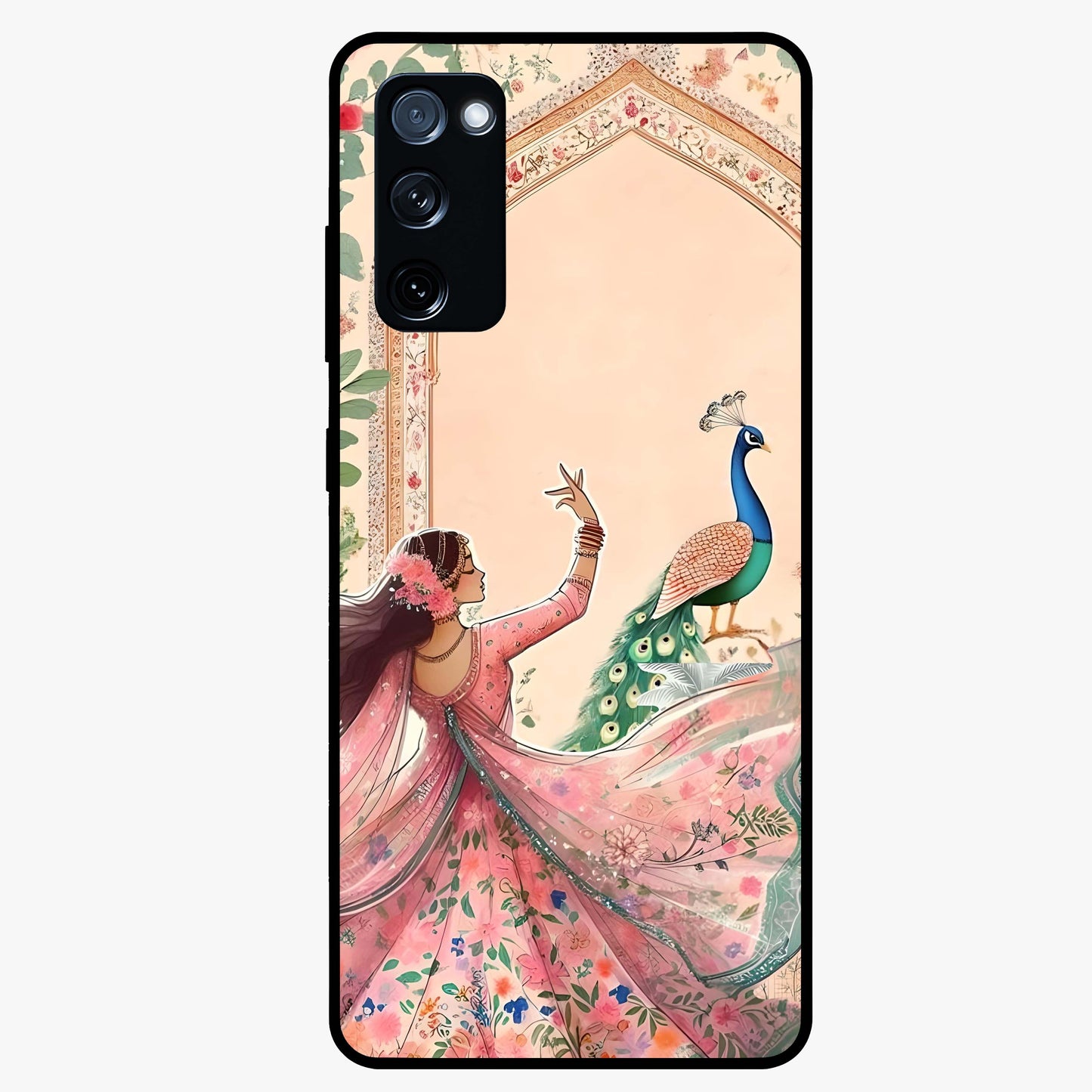 Royal Grace Muse Glass Case showing flat back view with elegant artistic artwork and glossy glass finish.