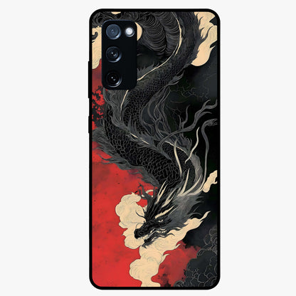 Shadow Dragon Fury Glass Case showing flat back view with fierce dragon artwork and glossy glass finish.