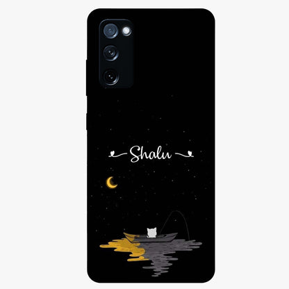 Silent Night Row Glass Case showing flat back view with calm night themed artwork and glossy glass finish.
