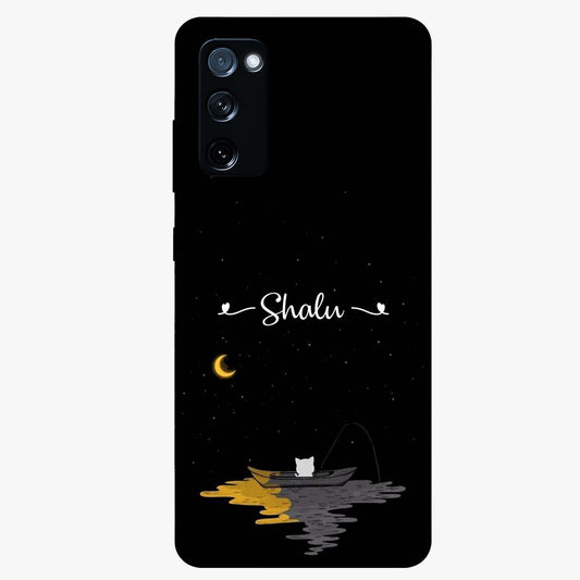 Silent Night Row Glass Case showing flat back view with calm night themed artwork and glossy glass finish.