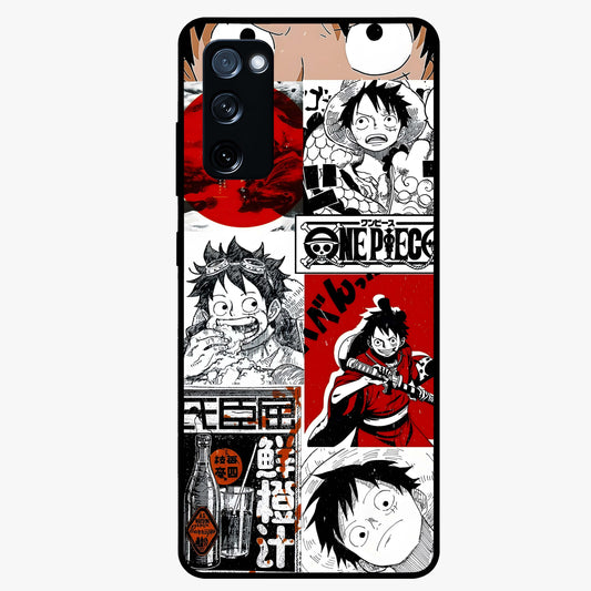 Strawhat Chaos Panels Glass Case showing flat back view with anime inspired chaos panel artwork and glossy glass finish.