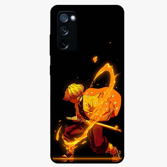 Thunder Flame Execution Glass Case showing flat back view with powerful flame and lightning artwork and glossy glass finish.