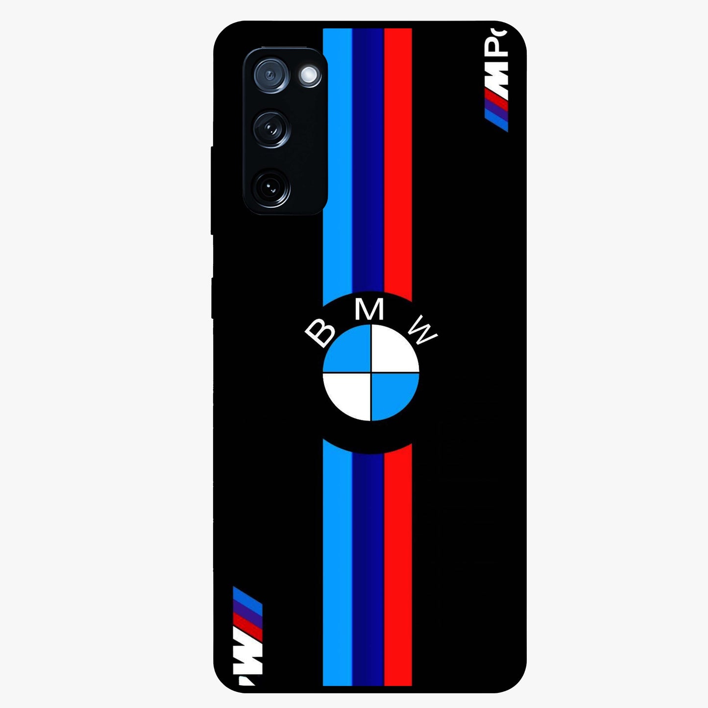 Turbo BMW Beast Glass Case showing flat back view with high performance sports car artwork and glossy glass finish.