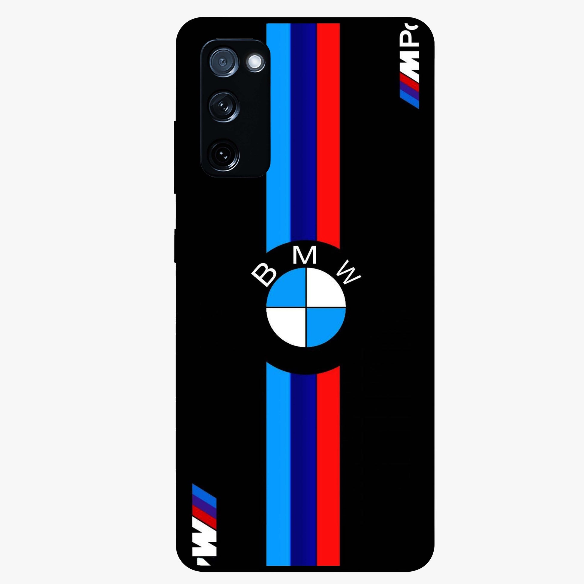 Turbo BMW Beast Glass Case showing flat back view with high performance sports car artwork and glossy glass finish.